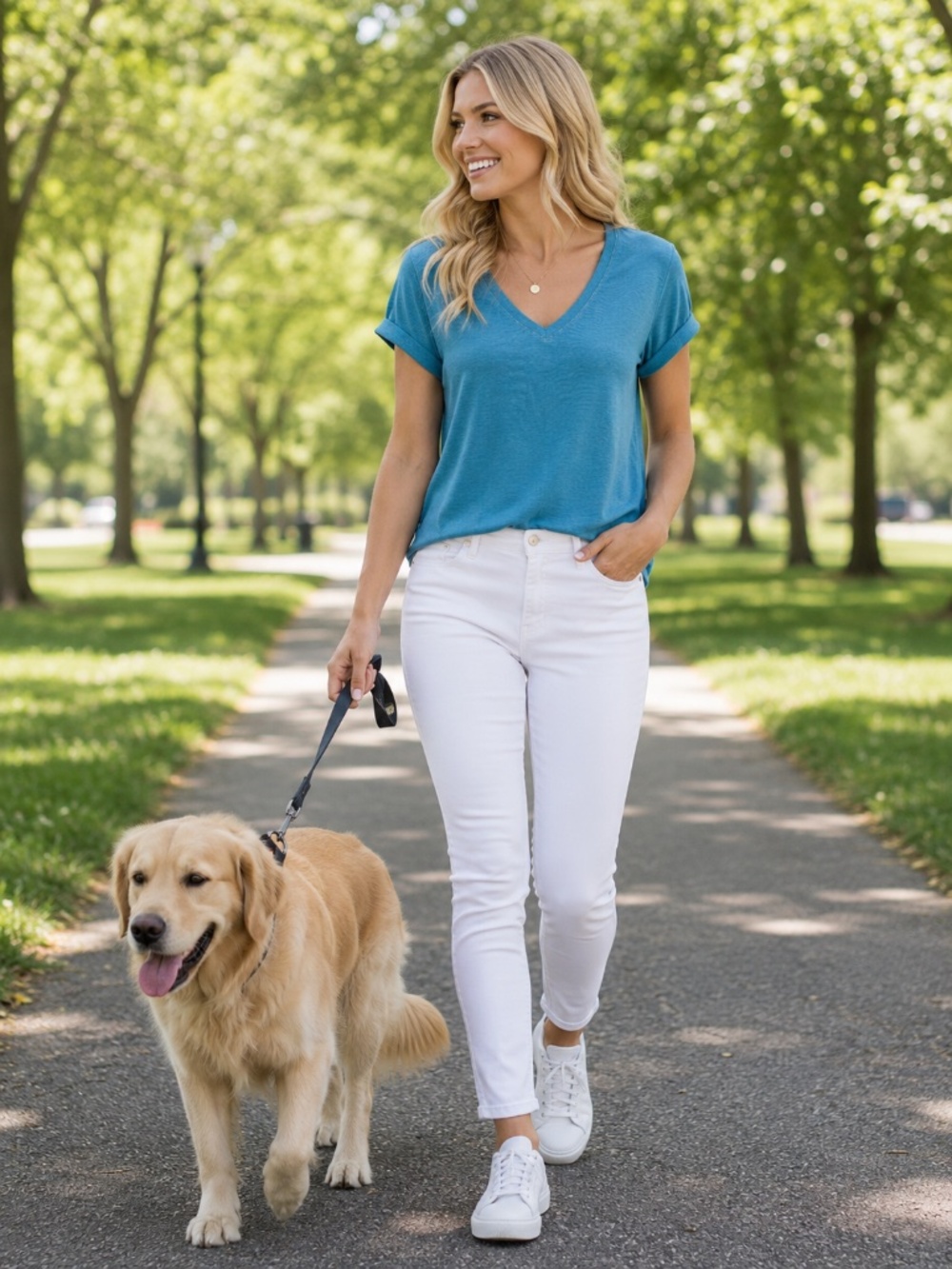 WHBM Metallic Stitched Cuffed T-Shirt